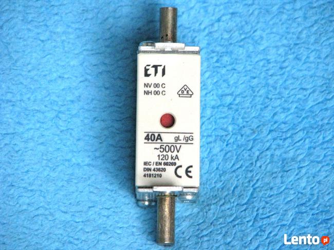 BM bezpiecznik mocy ETI 10A 500V 115kA 120kA BM 16A 40A 125A
