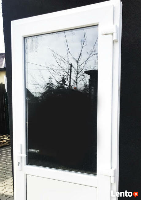 100 x 210 białe DRZWI PCV, Klamka Gratis szyba panel