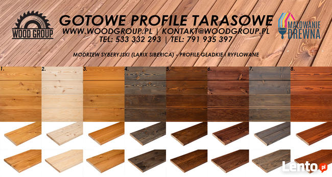 Deski tarasowe olejowane maszynowo modrzew syberyjski 24mm