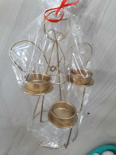 Świecznik metalowy Anioł na 3 tealight podgrzewacze