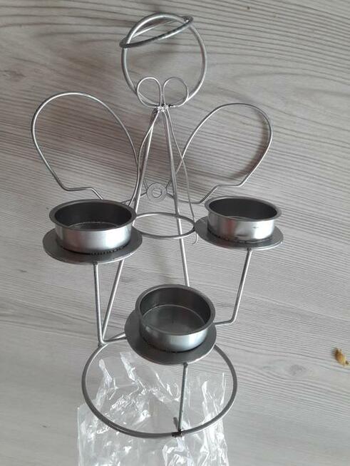 Świecznik metalowy Anioł na 3 tealight podgrzewacze