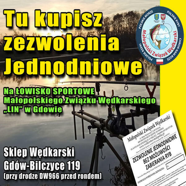 Wejściówki na staw Lin w Gdowie
