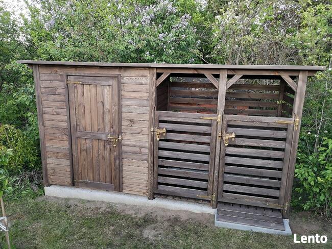 Domek 2 x 1,1m + drewutnia 1 x 1,1m + zadaszenie na kosz