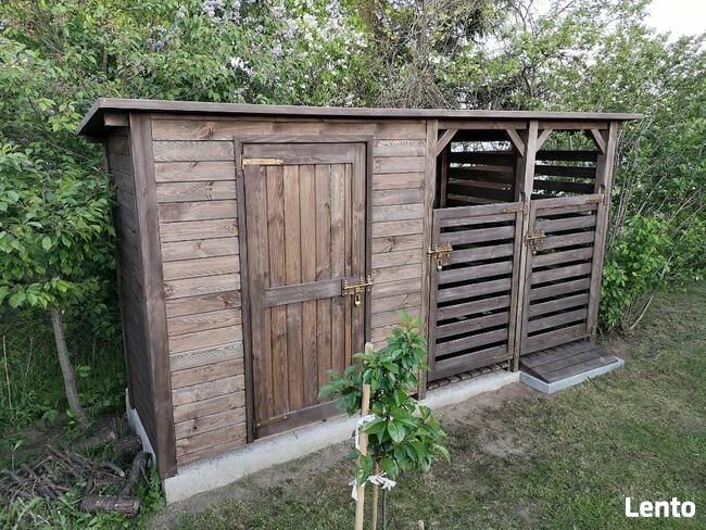 Domek 2 x 1,1m + drewutnia 1 x 1,1m + zadaszenie na kosz