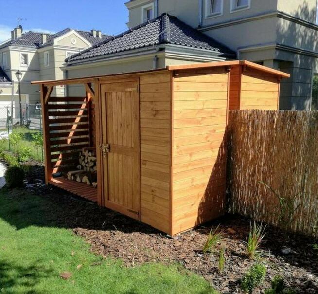 Drewutnia 2x1,1m + domek 1,5x1,1m z dachem jednospadowym