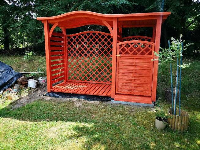 Drewutnia 2 x 1,1m + zadaszenie na kosz 1 x 1,1m dach falowy
