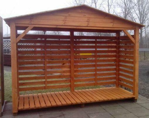 Drewutnia poszerzana 3,14 x 1,1m dach dwuspadowym na boki