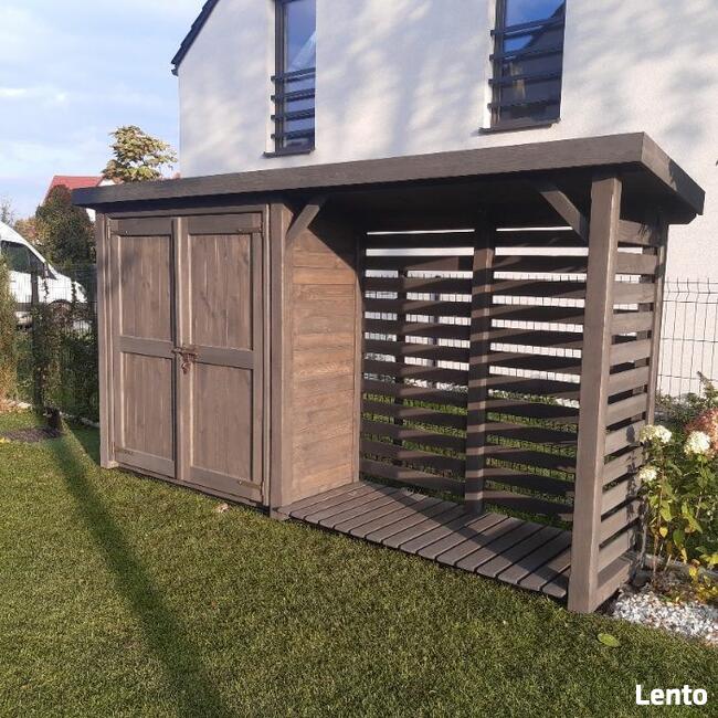 Drewutnia 2 x 0,8m + domek 2 x 0,8m z podwójne drzwi