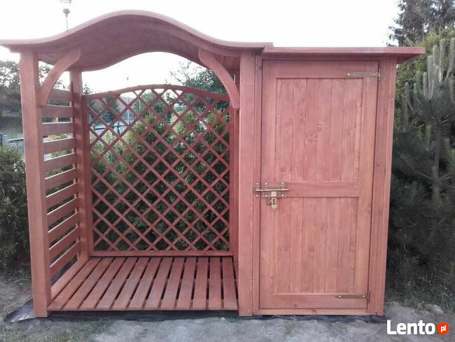 Drewutnia 1,65 x 1,1m z dachem falowym + narzędziówka 1 x 1,1m