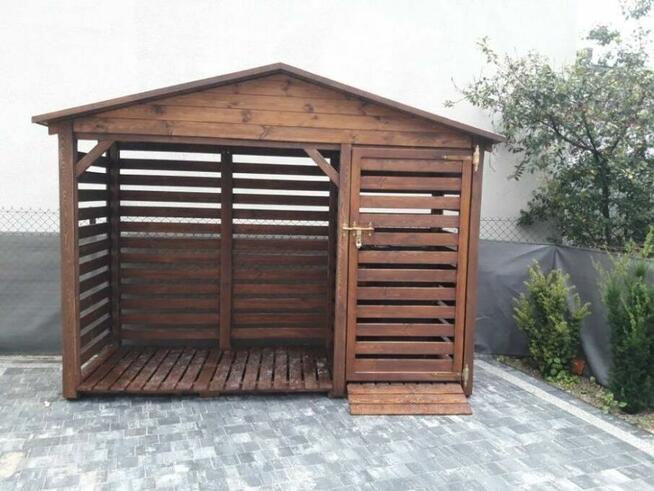 Drewutnia 2 x 1,1m + zadaszenie kosz 1,14 x 1,1m dach dwuspa