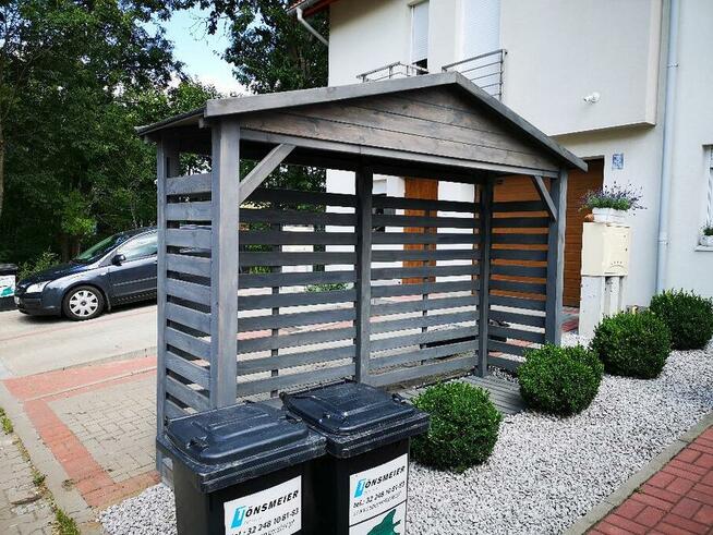 Drewutnia poszerzana 3,14 x 0,8m dach dwuspadowym na boki