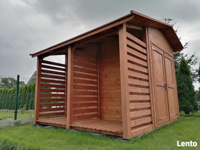 Domek narzędziowy 2 x 3m + drewutnia 1,1 x 3m