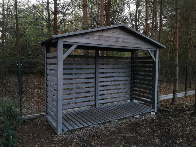 Drewutnia poszerzana 3,14 x 1,1m dach dwuspadowym na boki