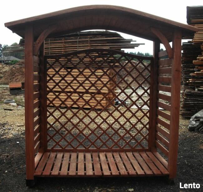 Drewutnia 2 x 1,1m z dachem giętym dwuspadowym na boki