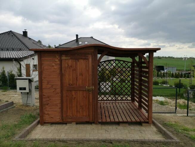 Drewutnia 1,64 x 1,5m + domek 1,5 x 1,5m z dachem falowym