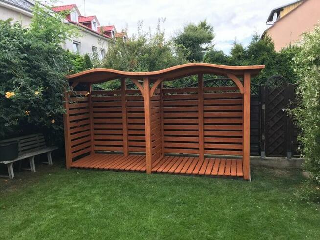 Drewutnia 2 x 1,1m + drewutnia 1,9 x 1,1m z dachem falowym