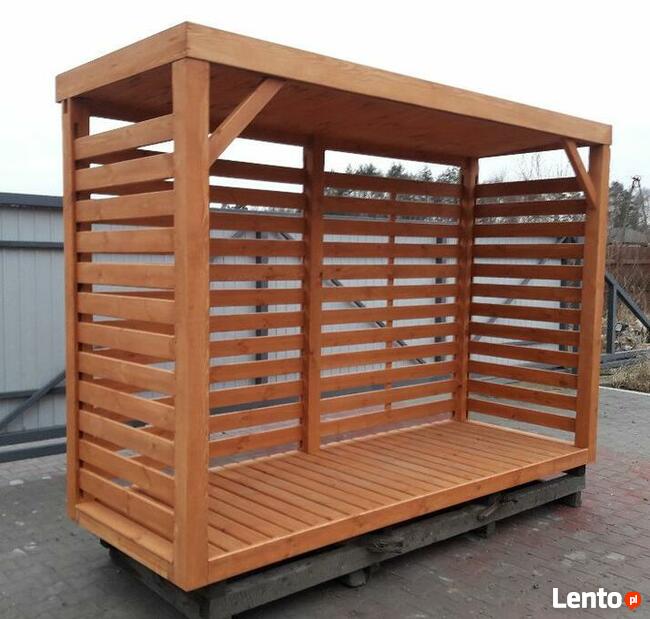 Drewutnia poszerzana 3,14 x 1,1m z dach w obrysie ścian