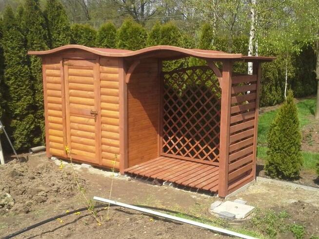 Drewutnia 1,9x1,1m z dach fala + domek 2x1,1m półbal