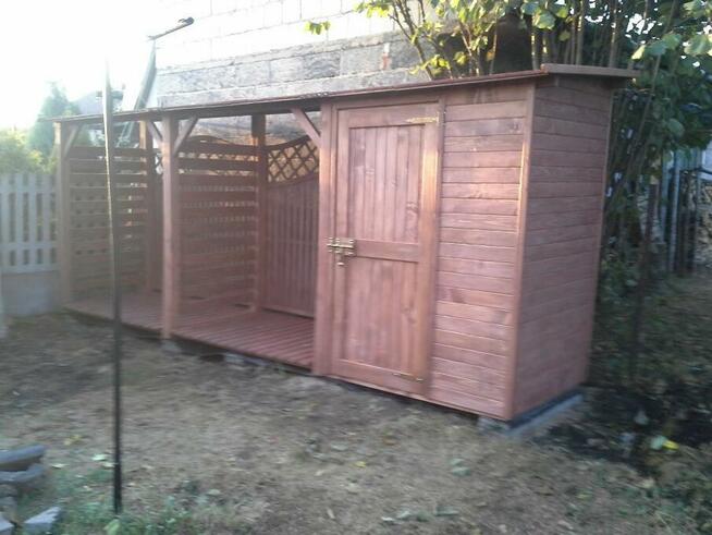 Drewutnia 2x1,1m + drewutnia 2x1,1m + domek 1,5x1,1m