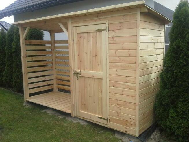 Drewutnia 2x1,1m + domek 1,5x1,1m z dachem jednospadowym