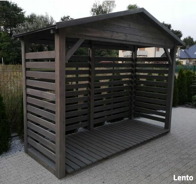Drewutnia poszerzana 3,14 x 1,1m dach dwuspadowym na boki