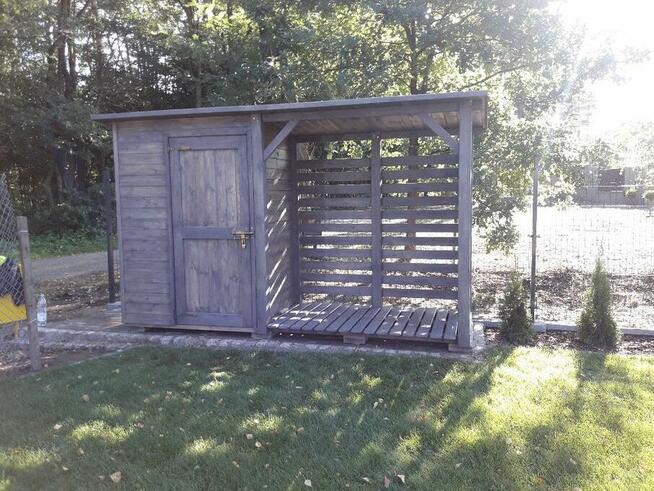 Drewutnia 2 x 1,1m + narzędziówka 1 x 1,1m dach jednospadow