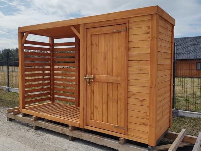 Drewutnia 2 x 1,1m + domek 1,5 x 1,1m w obrysie ścian