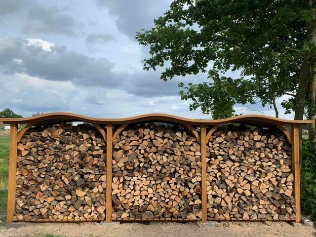 Potrójna drewutnia z dachem falowym 5,8 x 1,1m