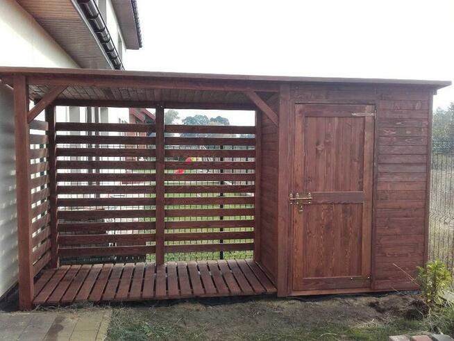 Drewutnia 3,14 x 1,1m + domek narzędziowy 1,5 x 1,1m