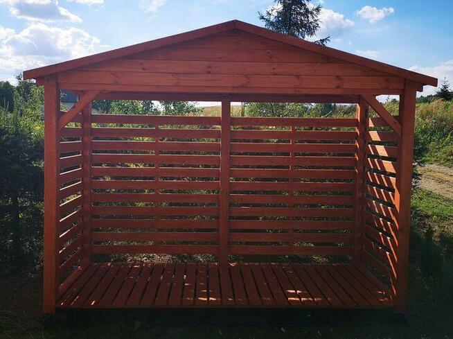 Drewutnia poszerzana 3,14 x 1,1m dach dwuspadowym na boki