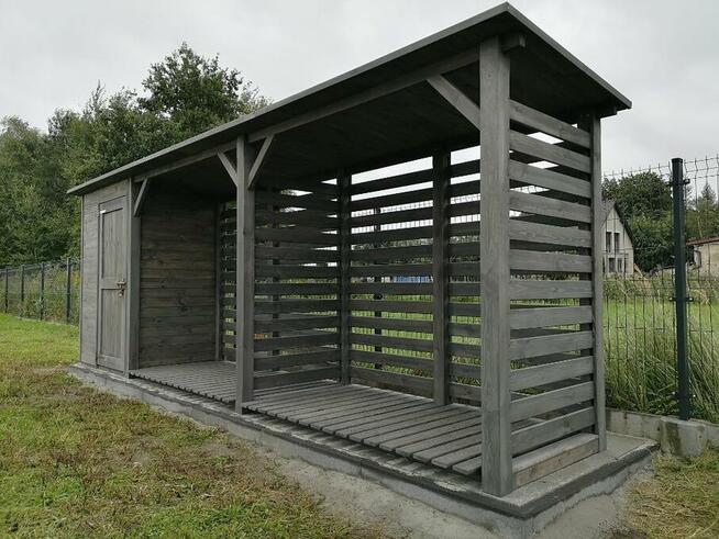 Drewutnia 2x1,1m + drewutnia 2x1,1m + domek 1,5x1,1m