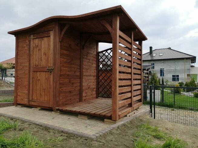 Drewutnia 1,64 x 1,5m + domek 1,5 x 1,5m z dachem falowym