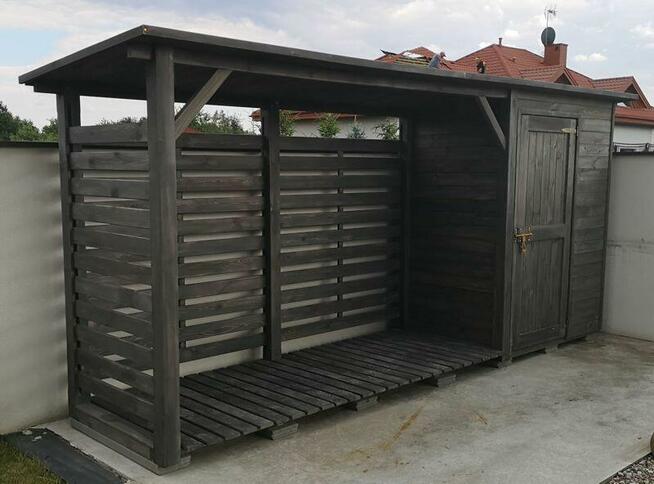 Drewutnia 3,14 x 1,1m + domek narzędziowy 1,5 x 1,1m
