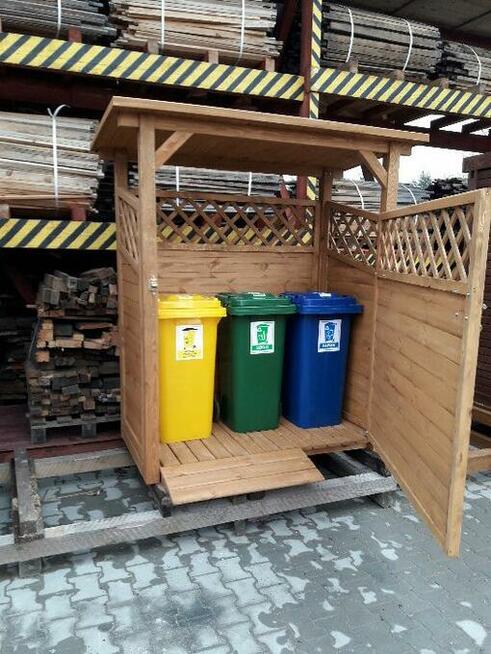 Zabudowa koszy, zadaszenie do segregacji, wiata śmietnikowa