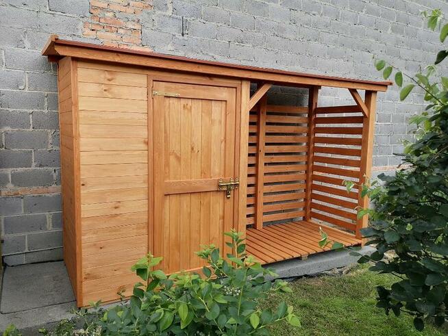 Drewutnia 2x1,1m + domek 1,5x1,1m z dachem jednospadowym