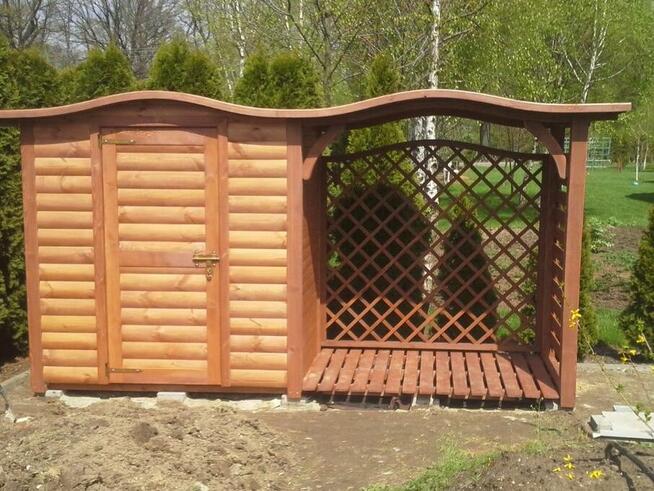 Drewutnia 1,9x1,1m z dach fala + domek 2x1,1m półbal