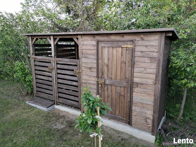 Domek 2 x 1,1m + drewutnia 1 x 1,1m + zadaszenie na kosz