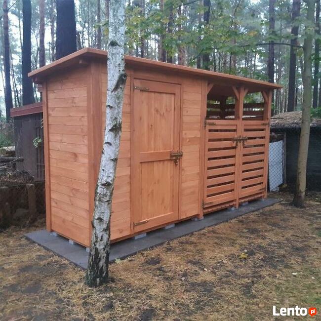 Drewutnia 2x1,1m z furtkami + domek narzędziowy 2x1,1m