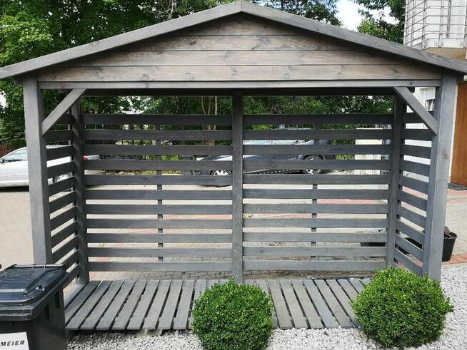 Drewutnia poszerzana 3,14 x 1,1m dach dwuspadowym na boki