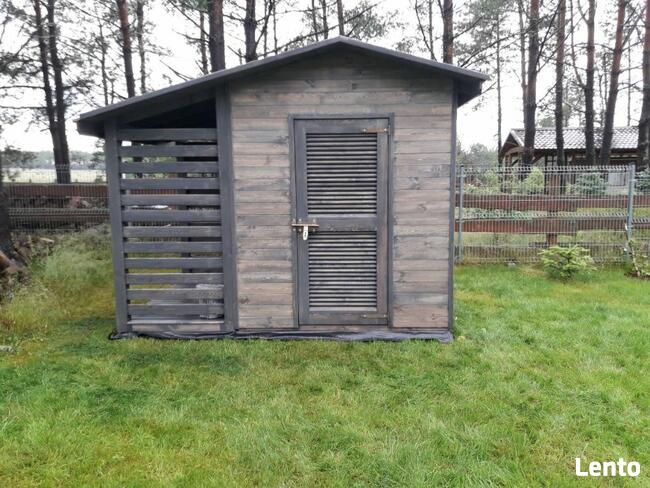 Domek narzędziowy 2 x 2m + drewutnia 1,1 x 2m dach dwuspadow