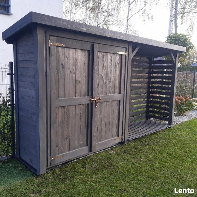 Drewutnia 2 x 0,8m + domek 2 x 0,8m z podwójne drzwi