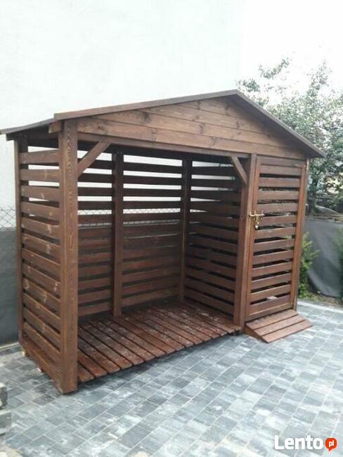 Drewutnia 2 x 1,1m + zadaszenie kosz 1,14 x 1,1m dach dwuspa