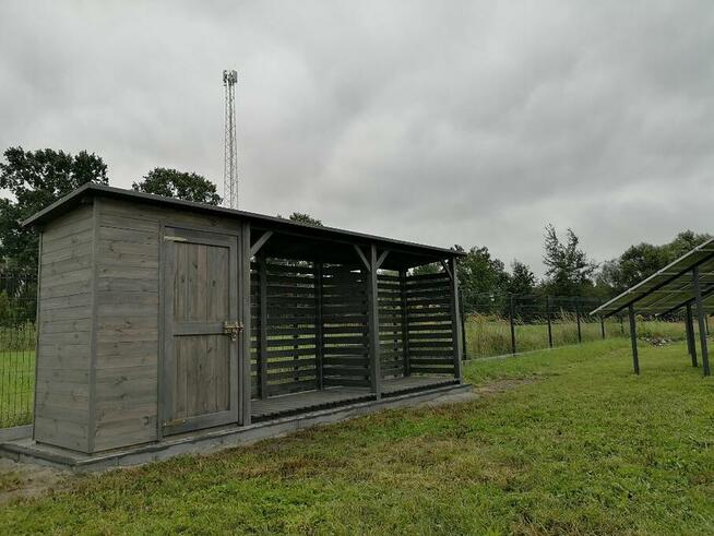 Drewutnia 2x1,1m + drewutnia 2x1,1m + domek 1,5x1,1m