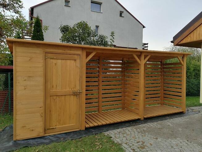 Drewutnia 2x1,1m + drewutnia 2x1,1m + domek 1,5x1,1m