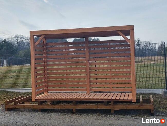 Drewutnia poszerzana 3,14 x 1,1m z dach w obrysie ścian