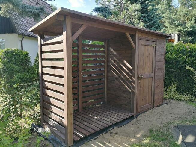 Drewutnia 2x1,1m + domek 1,5x1,1m z dachem jednospadowym