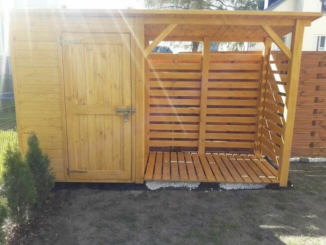 Drewutnia 2x1,1m + domek 1,5x1,1m z dachem jednospadowym
