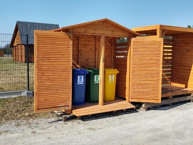 Zabudowa koszy, zadaszenie na kosze, segregacja odpadów