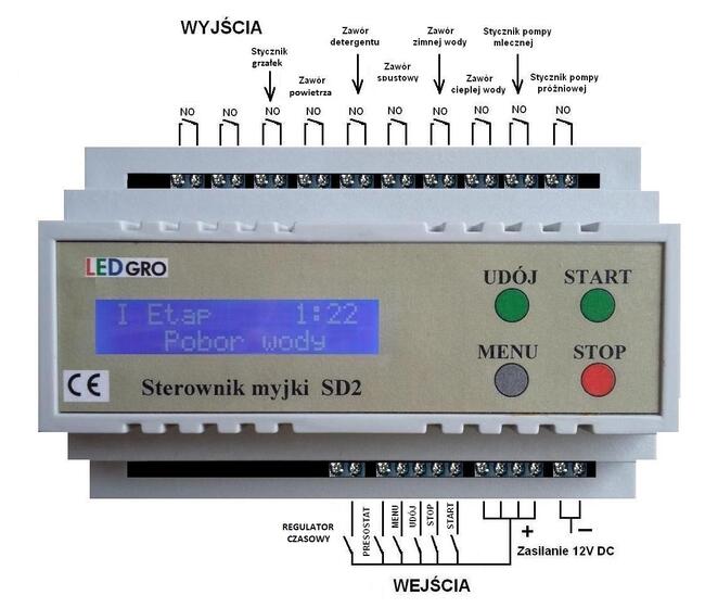 Sterownik doju do myjki udojowej dojarki udoju, mycie montaż