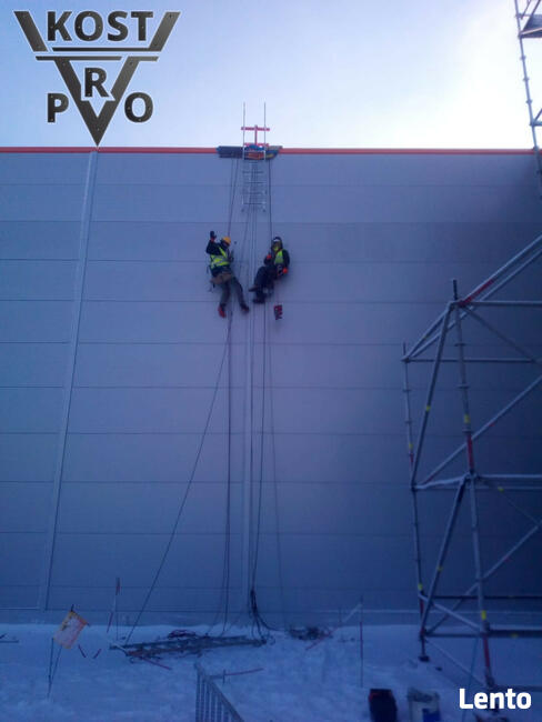 Drabina ewakuacyjna, drabina z koszem ochronnym,